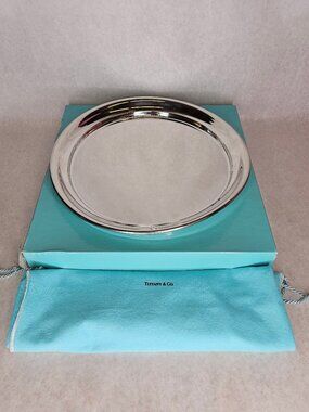 Tiffany & Co Pewter Serving Plate Platter Tray with Dustbag and Torn Box